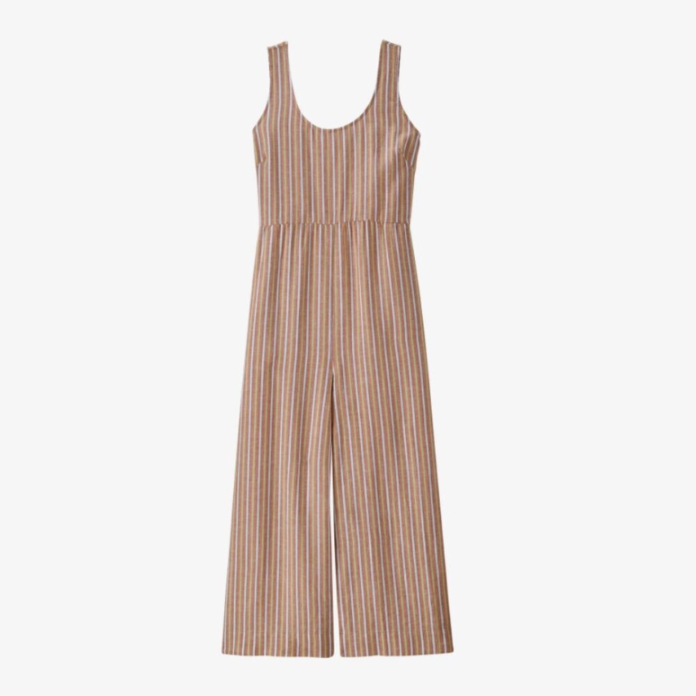 Patagonia Garden Island striped jumpsuit in evening mauve
